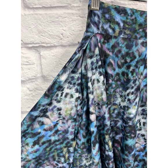 ELHOFFER ESSENTIALS Women's Blue Brush Stroke A-Line Stretch Skirt Small - Picture 2 of 5